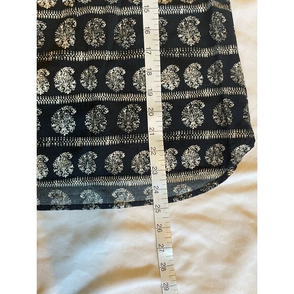 Madewell XS Sleeveless Black Ivory Stripe Print Top With Snap Front Blouse Shirt - Picture 10 of 12